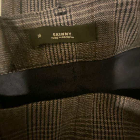 LOFT Glen Plaid Skinny Trousers – Gray Check Work Pant Size 14 - Picture 2 of 5